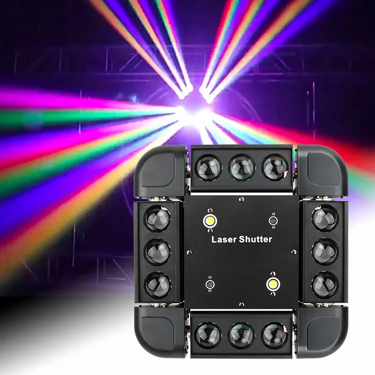 Vorlane customized 10W*12pcs RGBWW 4IN1 Laser Moving Light Led Beam Moving Light Disco Laser Light