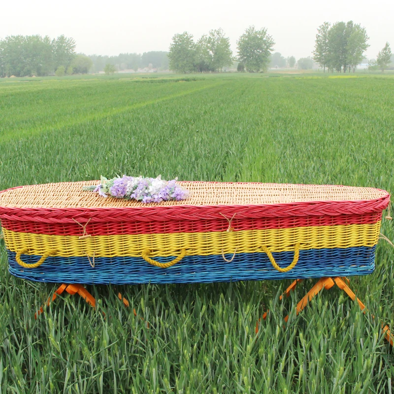 Американский дешевый красивый Плетеный гроб шкатулка для мертвых