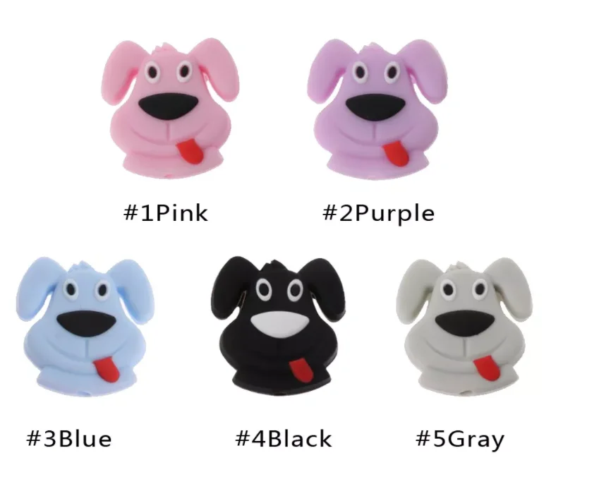 
High quality Silicone BPA Free food grade Baby Silicone toys dog Shape Teether animal Beads Baby Teething Beads 