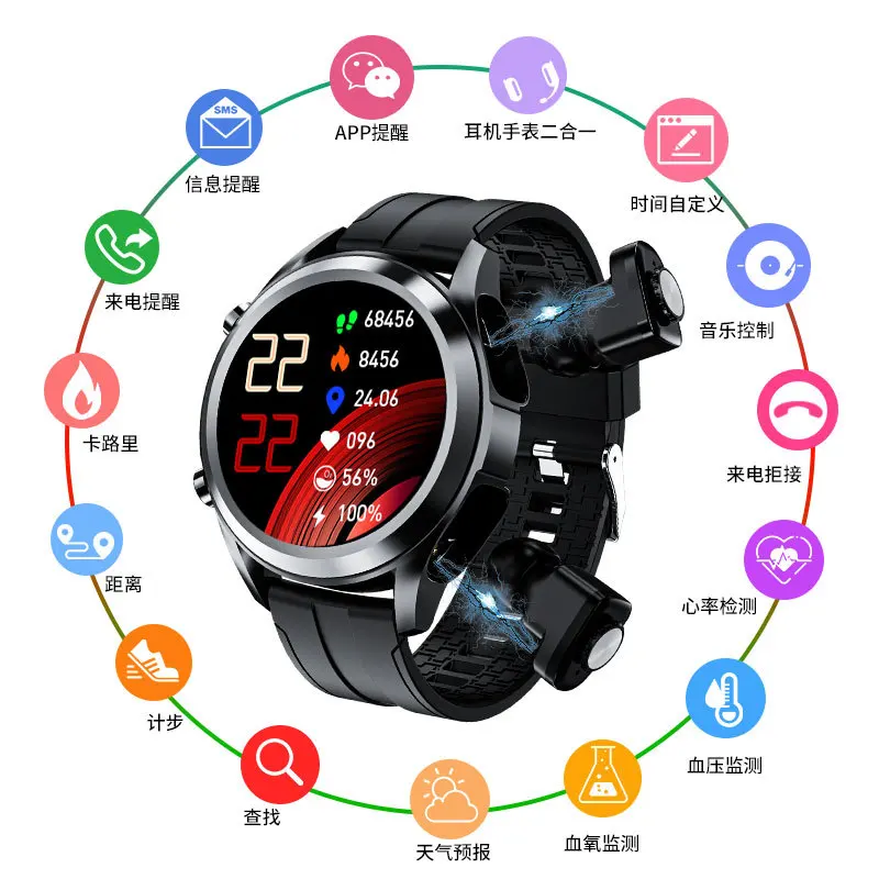 trending products 2021 new arrivals w1 smart watch with earbuds earphone 2 in 1