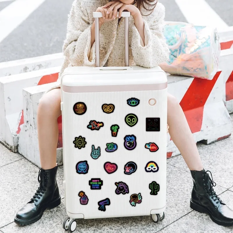 50pcs neon graffiti stickers car water cup notebook computer sticker waterproof wholesale pvc die cut cartoon Adhesive sticker