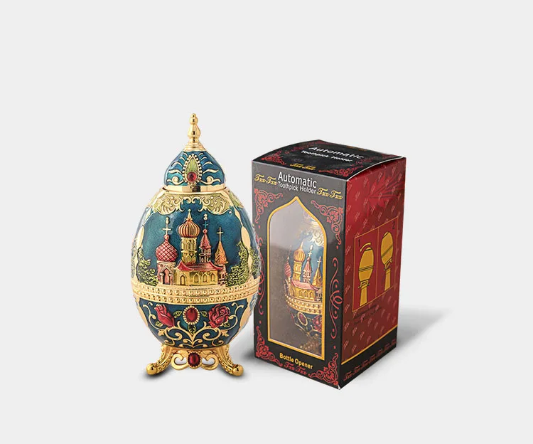 Home Decoration Metal Crafts Architecture Toothpick Holder European Press Auto Toothpick Box