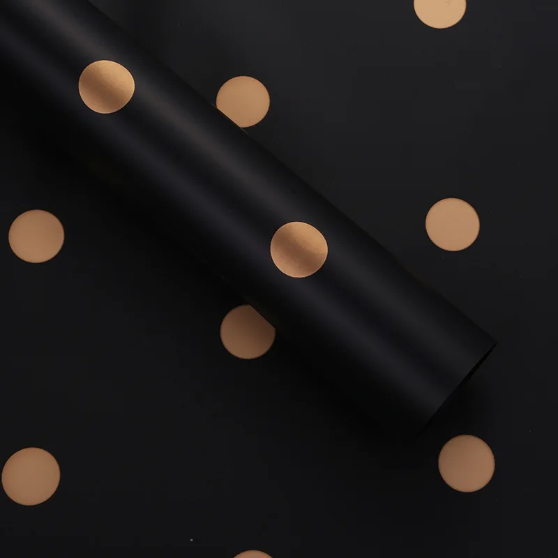 Fashion Caramel Film Point Dot Wrapping Flower Rose Bouquet Packing Material Florist Ready to Ship Waterproof Paper