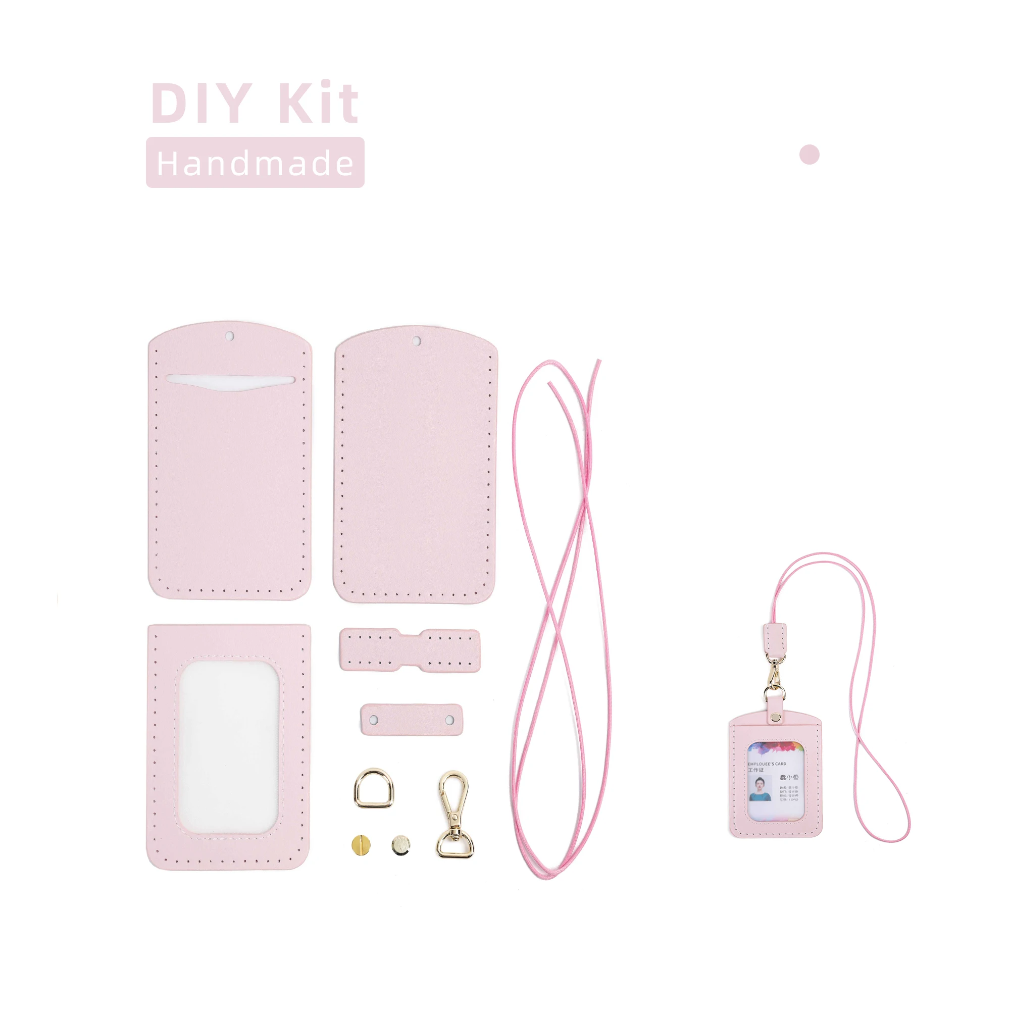 DIY Leather Candy Color Identity Badge Lanyard  Work ID Neck Strap Card Bus Holders Work Card Bus Access Student Card Holder