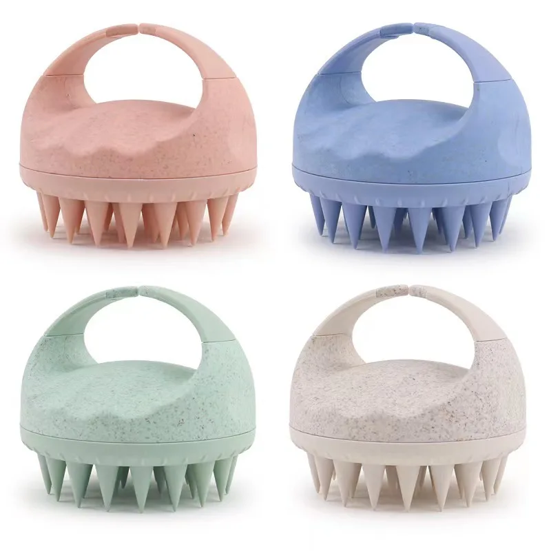 wholesale multifunctional wheat straw soft silicone hair scalp massager hair scrub women bathing shampoo brush