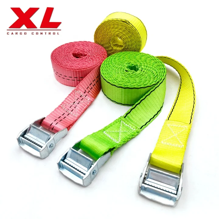 250kgs ring 25mm ratchet strap with cam buckle custom logo print tie down cargo lashing straps