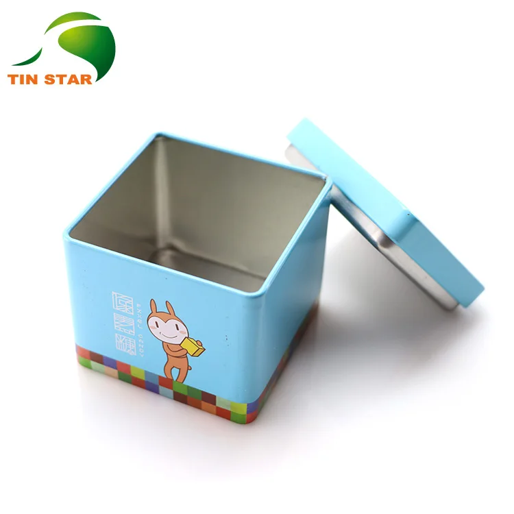 Portable Food Grade Square Empty Metal Tea Can Tin Box With Lid