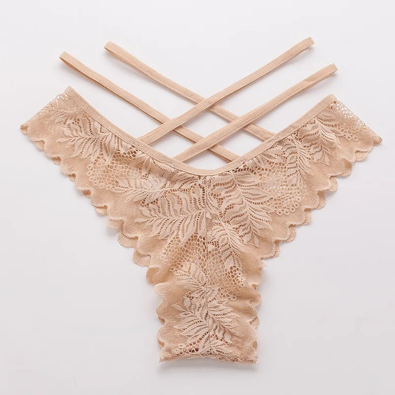Sexy Panties Women Lace MID-Rise Solid Sexy Briefs Female Underwear Cross Strap Temptation Ladies G String Thong