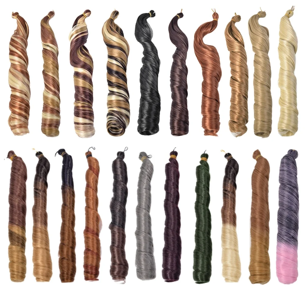 Hot Selling 24' 150g Silky Spiral Curly Braiding Hair Wavy French Curls Attachment Crochet Hair Bundles Synthetic Hair Braids