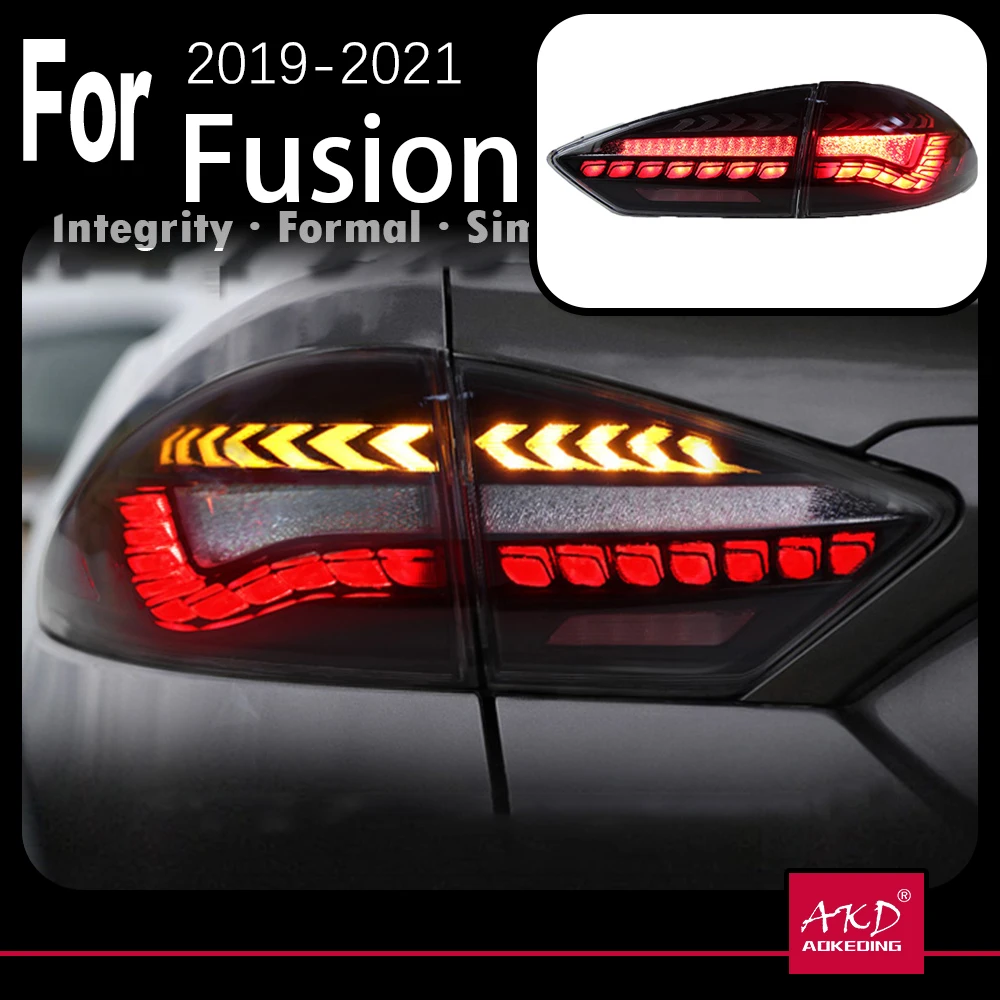AKD Car Styling TailLight Parts For Mondeo Fusion 2019-2021 Taillights Rear Lamp LED DRL Signal Brake Reversing Parking Facelift