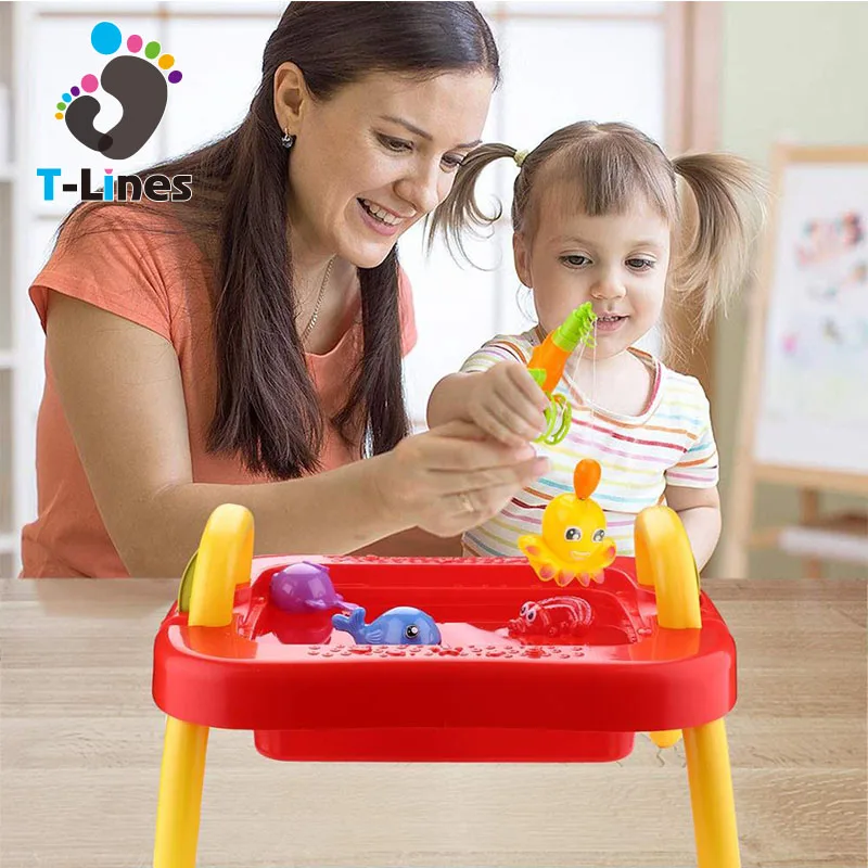 Beach play game set plastic fishing water table toy for kids