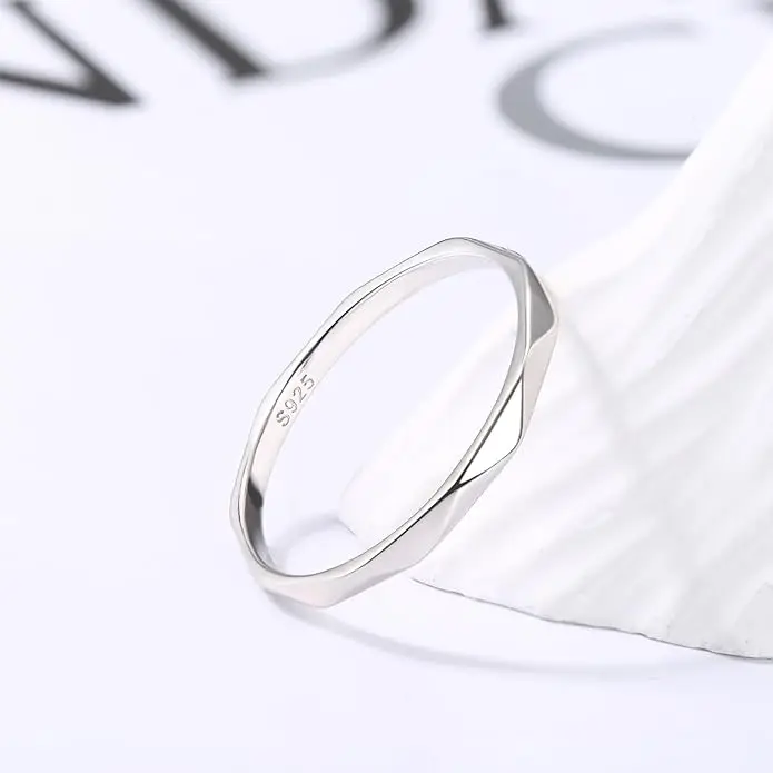 Hot sales 925 Silver Ring For Ladies Girls, 18 k White Gold Plated Sterling Band s