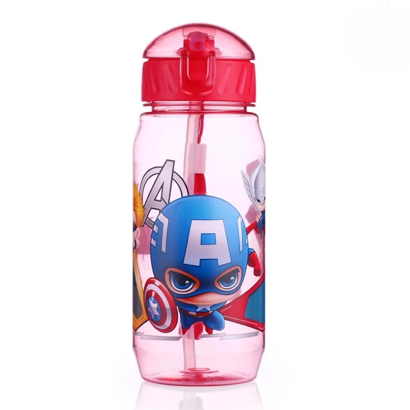 Mickey Mouse Cartoon cups With straw kids snow White Captain America Sport Bottles girls Princess Sophia Feeding cups
