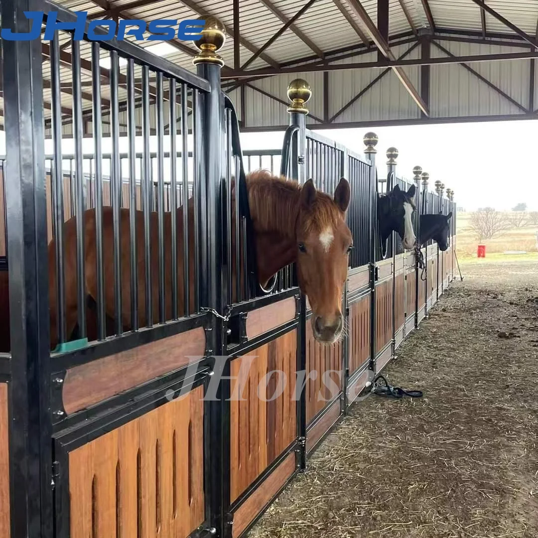 American Custom European luxury horse stables with swing hay rack and feeder manufacturer