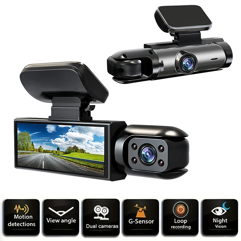 3 16 дюймов 140 Градусов Автомобильный черный ящик 1080P DVR Автомобильная петля записи ночного видения 32 ГБ для приборной панели автомобиля камеры