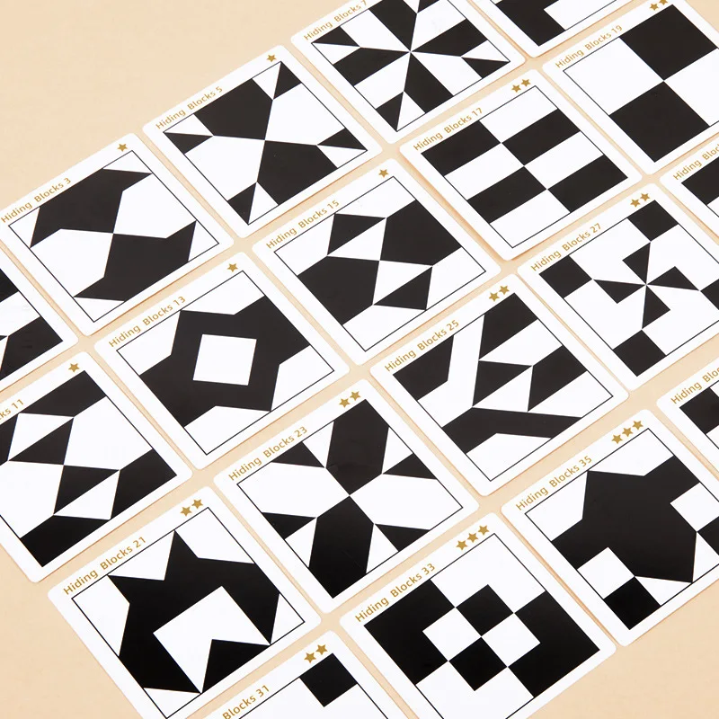 hidden building logic thinking game stem wooden black white game hiding block puzzle