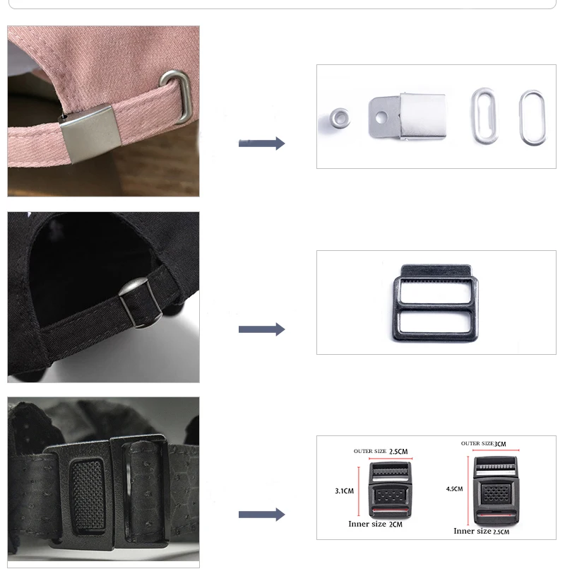 Дизайн логотипа odm oem оптовая продажа логотипа Подгонянный назад ремень регулирующая лента крышка металлическая пряжка для бейсбольной кепки