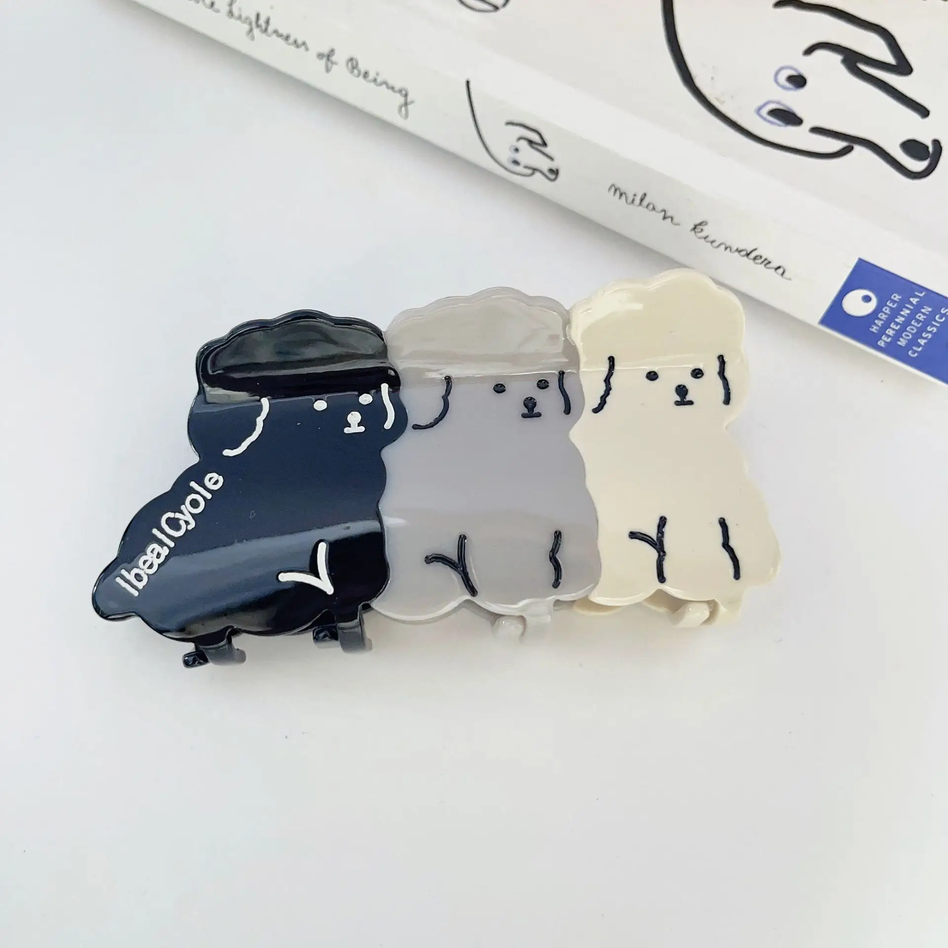 Wholesale Cute Teddy Dog Shape Hair Claw Clips Italy Cellulose Acetate Hair Claw Accessories Clip For Women Thick Hair pins