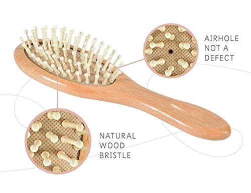 
Professional free sample approved baby hair wooden brush baby comb and brush set 