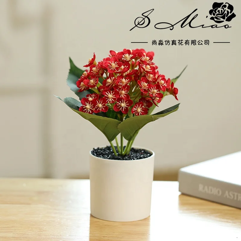 Factory Offer Plastic Cylindrical Pot Winter Jasmine Bonsai Wholesale Artificial Plants