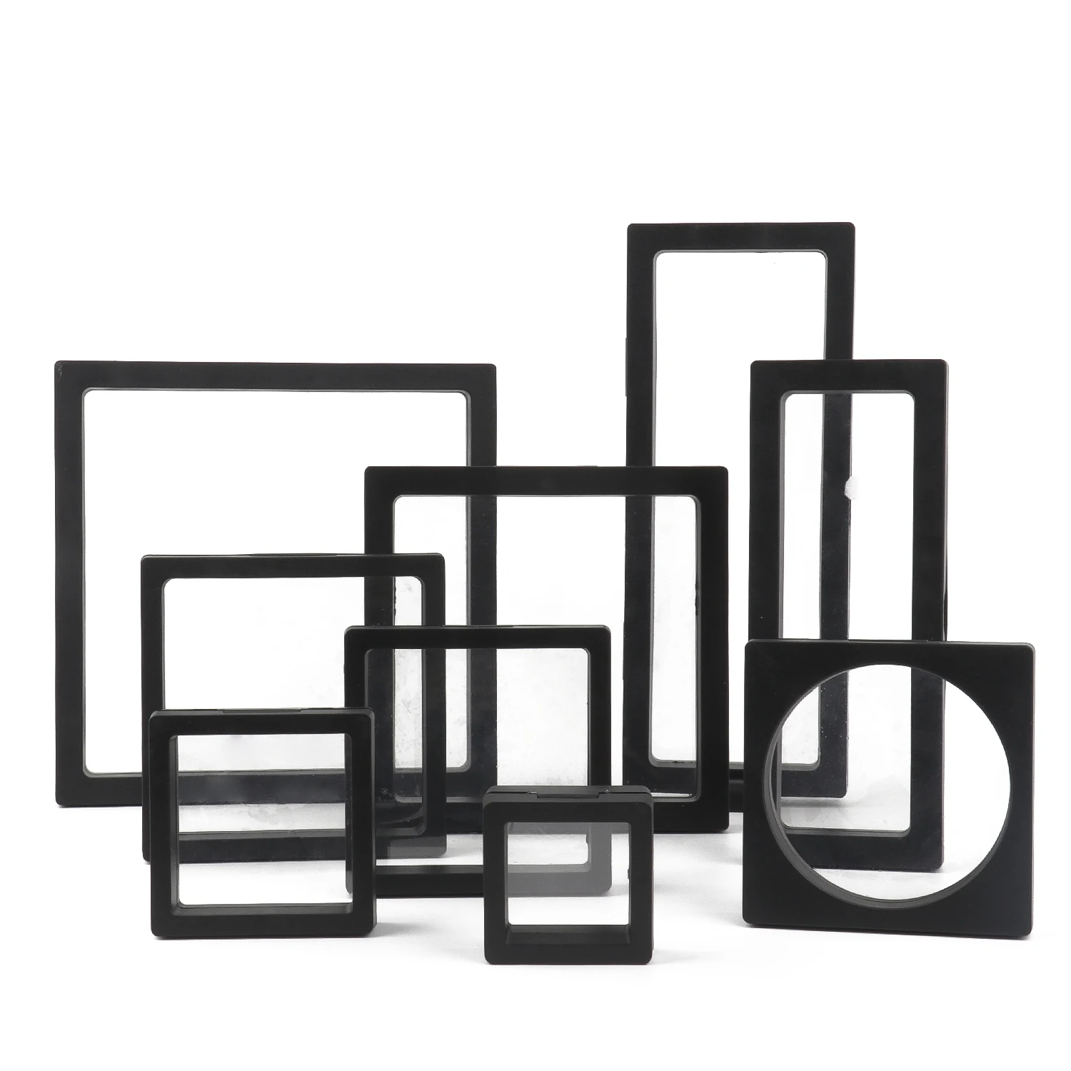 reusable 3D Floating Display Frame Stand Storage Case Box Badge Medal Coin Rings Earring Pin Jewelry Display Showcase