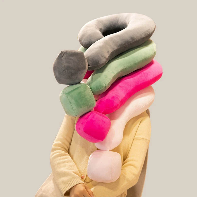 SUREWALHOME Question Mark Throw Pillow Funny Throw Pillow Soft Plush Neck Pillow Fluffy Stuffed Chair Cushion for Living Room