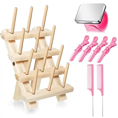 thread spool holder Mini Wooden Wire Rack Display Stand Hair Braiding & Blanket Ladders Rack 23/5000 braiding hair rack