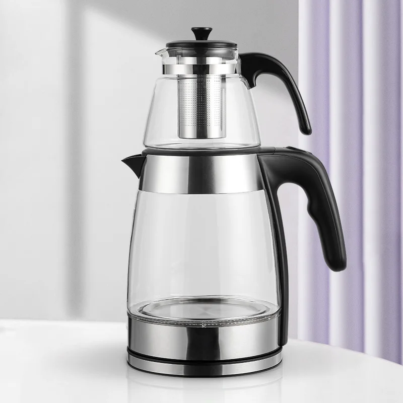 Middle East New Multifunctional turkish tea maker 360 rotation 2 in 1 tea maker electric kettle with tea pot