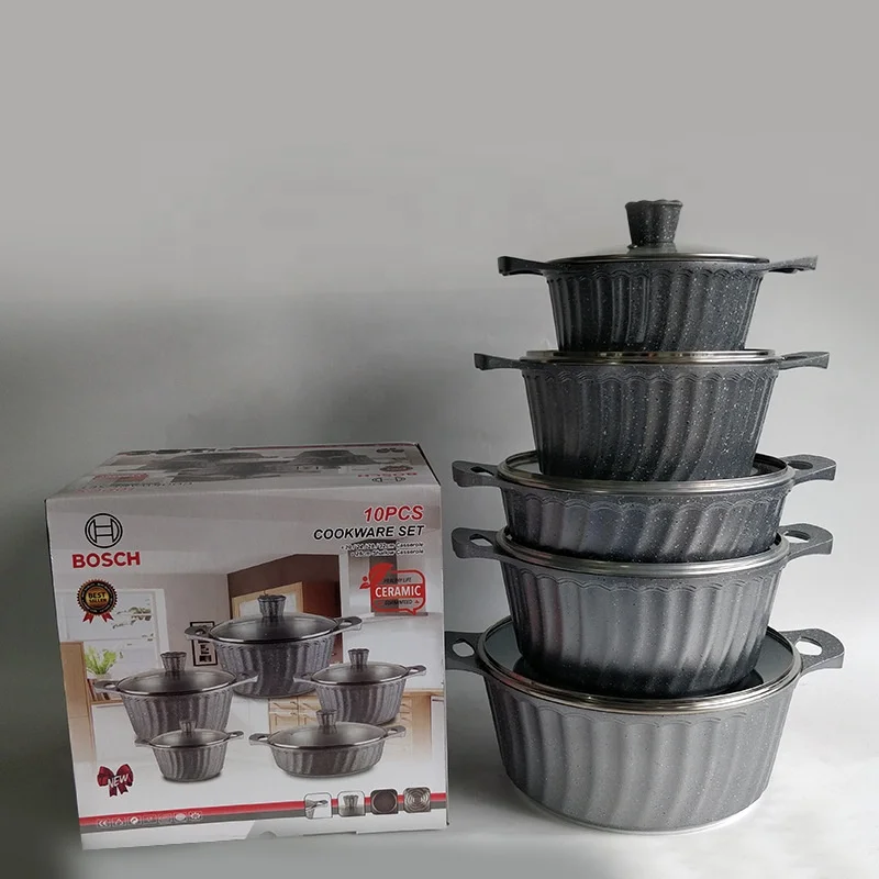 Whole sale new 10 pcs die-cast Aluminum Kitchen cookware sets nonstick Ceramic cooking pot