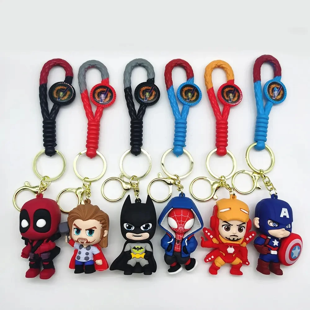 Custom League of Legends 3D PVC keychains anime marvel captain america film spider man Iron Man hero series 3D Doll Car Keyring