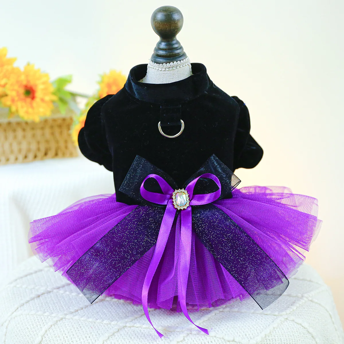 Dog Birthday Dress Tutu Skirt Puppy Sweet Bowknot Dog Princess Dresses  for Small Medium Girl Dogs