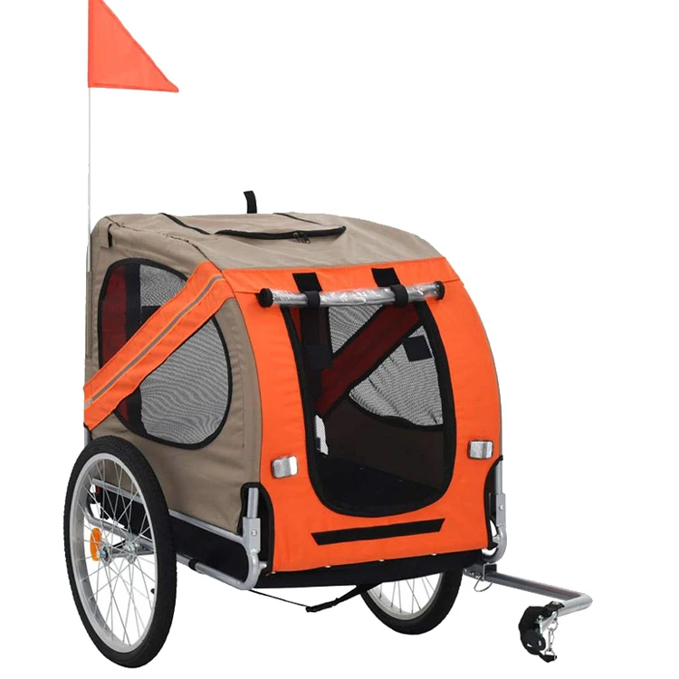 Bike Pet Trailer  For Small and Large Dogs, Folding Frame Carrier, Quick Release Wheels, Universal Bicycle Coupler, Adjustable