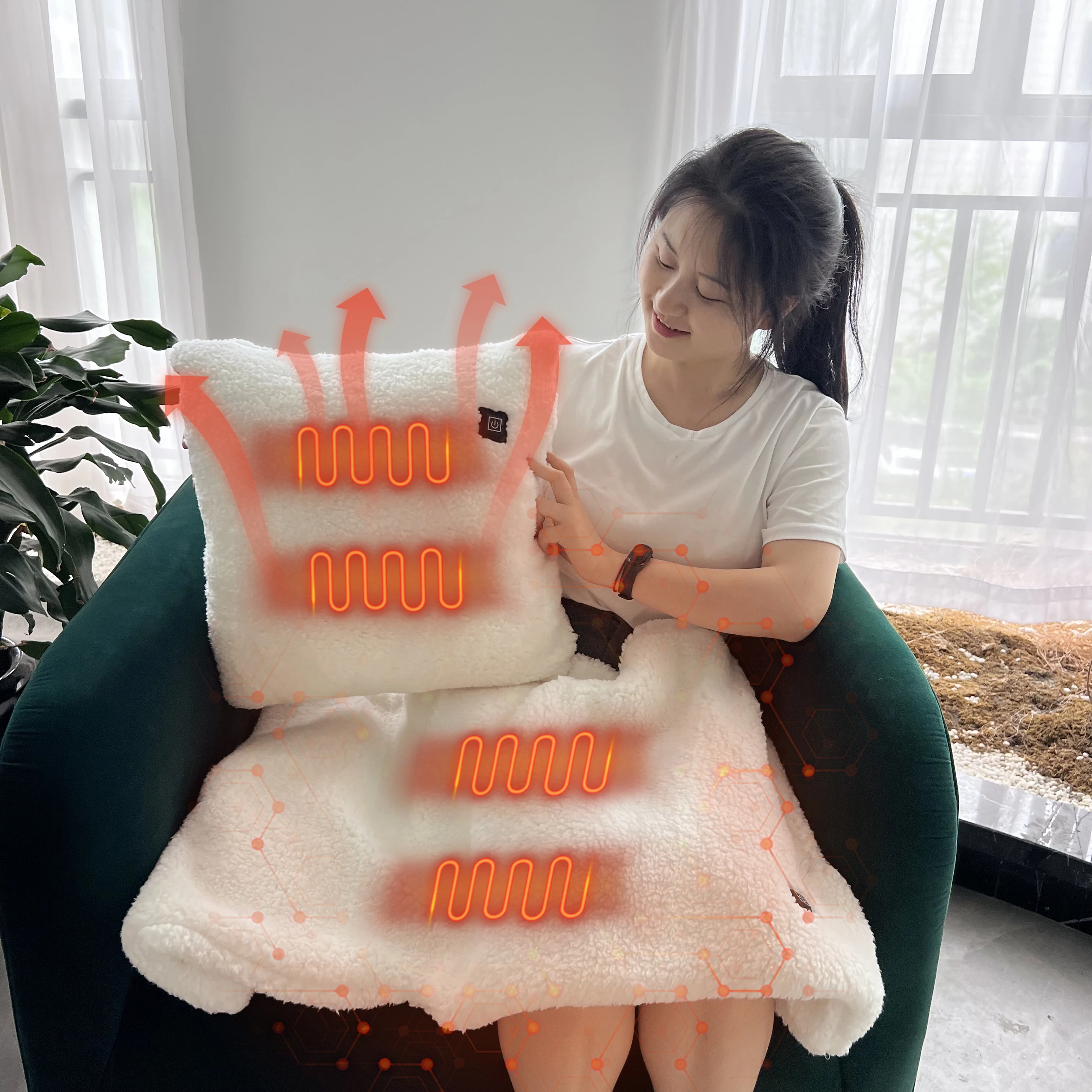 Portable Traveling Heated Car Pillow Heating Back Pillow For Body Relief