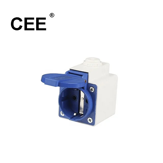 CEE IP44 220v 16a 2 Pin European Germany Schuko Wall Socket