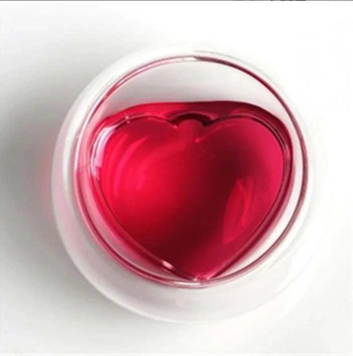 50 мл термостойкие в форме сердца с двойными стенками ясная стеклянная кофейная чашка для чая/стакан