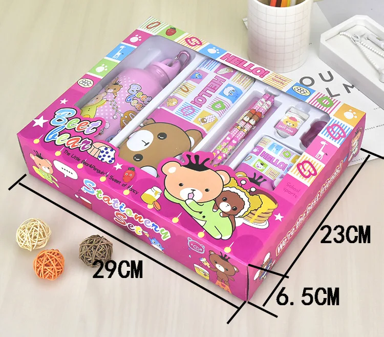 Student Stationery Pen Case 8-piece set with water bottle stationery set Bonus Holiday gift
