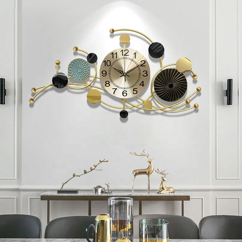 Nordic Style Handcrafted Metal Creative Wall Art Decor Chic Metal Wall Clock Decor Mute Without Ticking For Home Hotel Decor