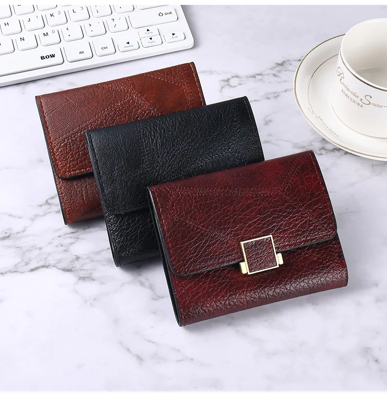 Clutch Short Wallets Card Holder Wallets New Designer High Quality Trendy Custom Logo PU Leather for Women Waterproof Polyester