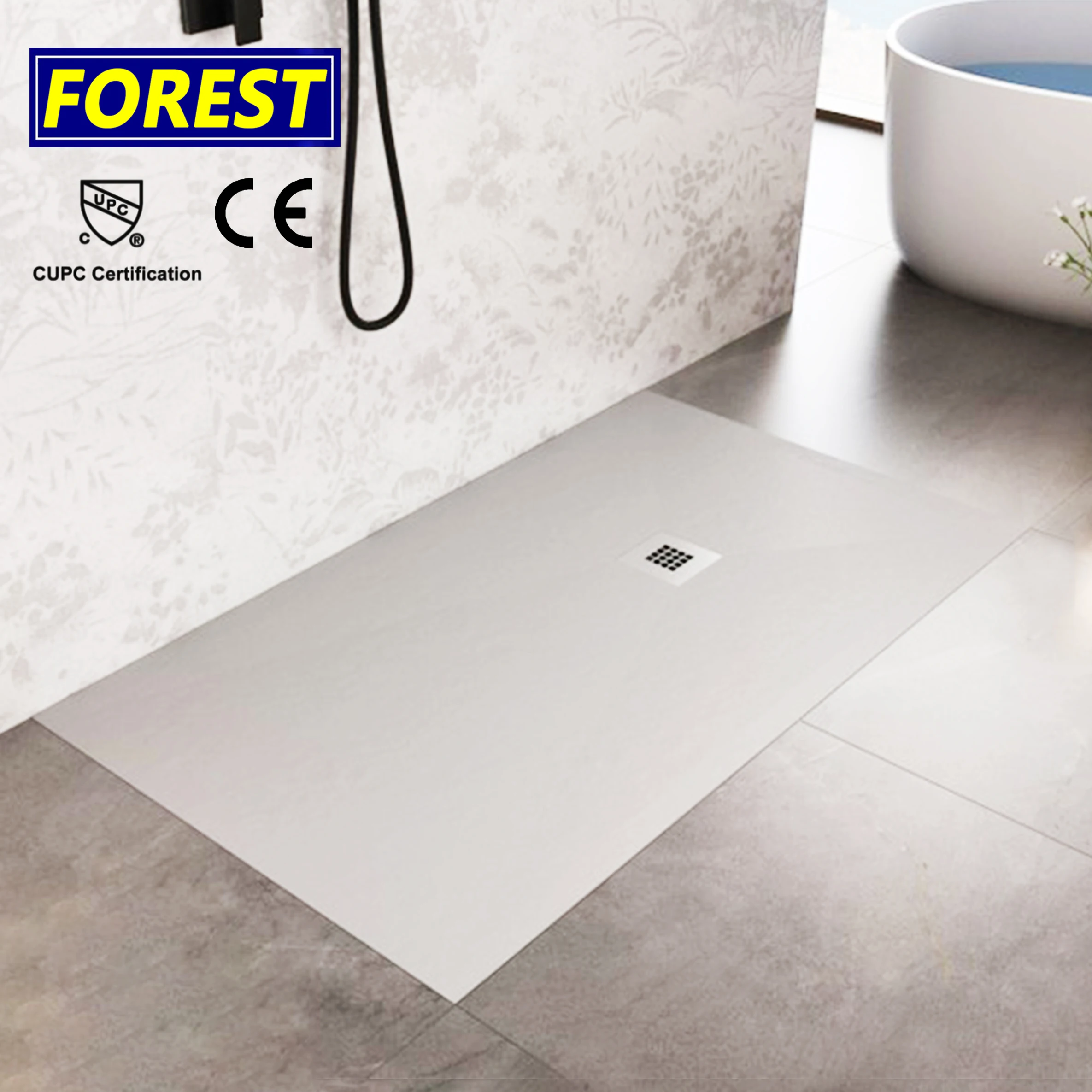 USA Modern Design Square Ceramic SMC Shower Base with Artificial Marble Resin Stone Square Shower Trays Cupc Certified