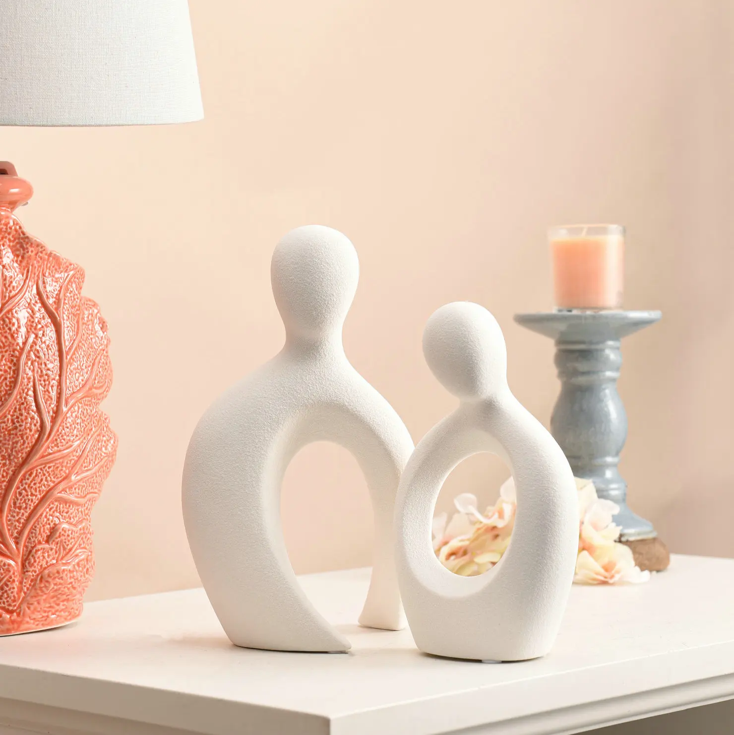 Quoowiit Home Sculpture Design Decoration Couple Ornaments Set Abstraction Body Art Resin Abstract Statue