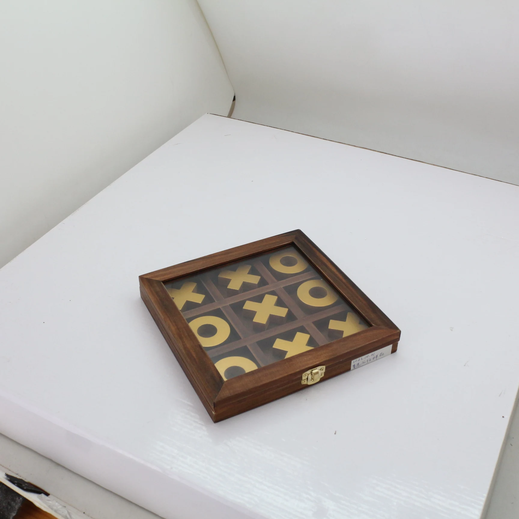 Golden Xs and Os Foldable Travel Set Custom Wooden Board Games  Tic Tac Toe Game Set XO game
