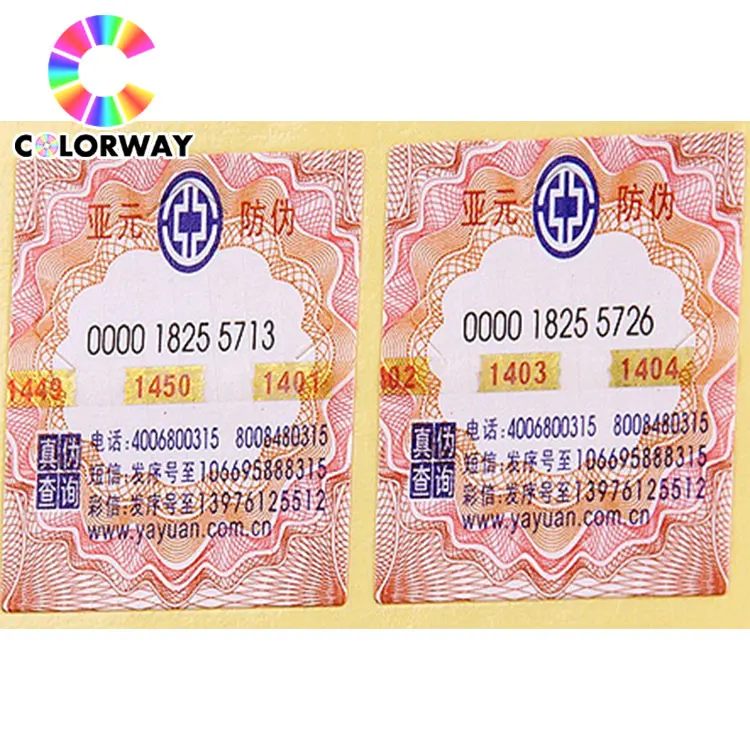 
Customized AntiCounterfeiting hot stamping ticket, warranty with Micro text sticker ticket 