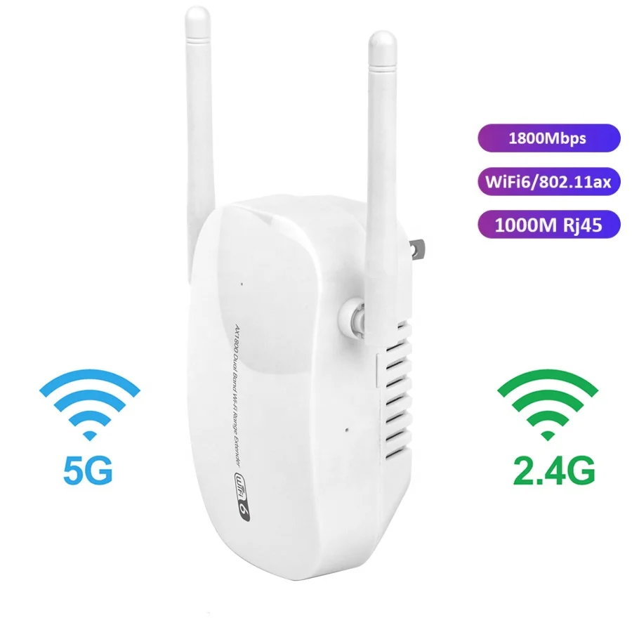 Gigabit Wireless WiFi Repeater AX1800 MU-MIMO WiFi 6 Range Extender Dual Band Wireless Signal Booster