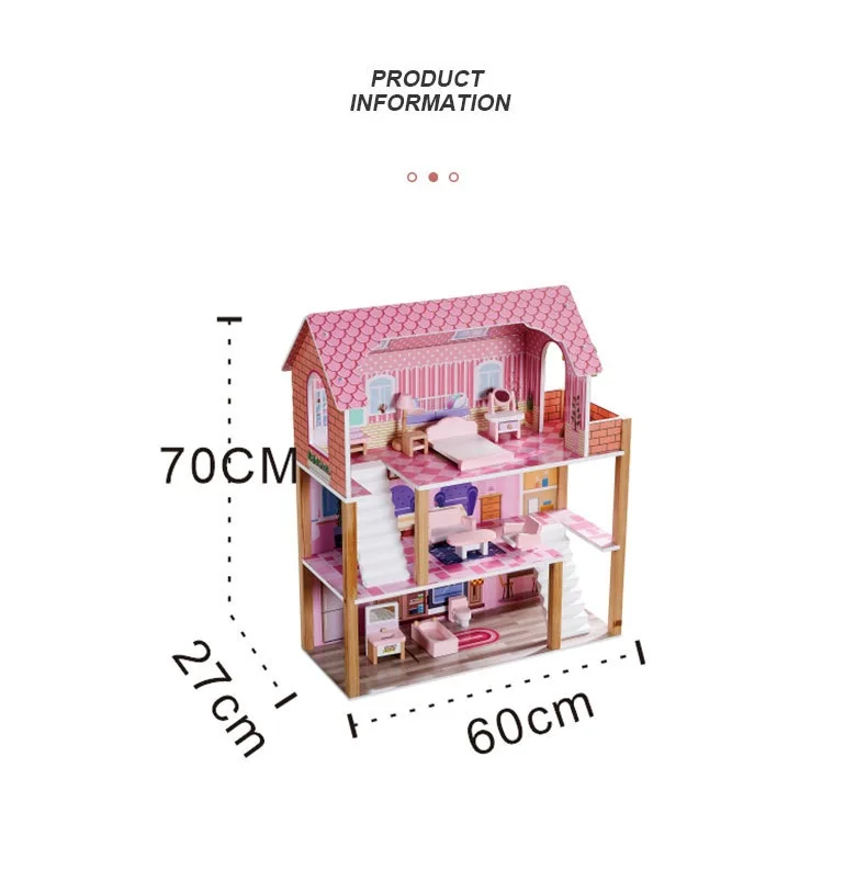 Hot Selling Small Wooden Dolls House Toy For  Kids Toys Wooden Houses Pretend Toy Wooden Doll House