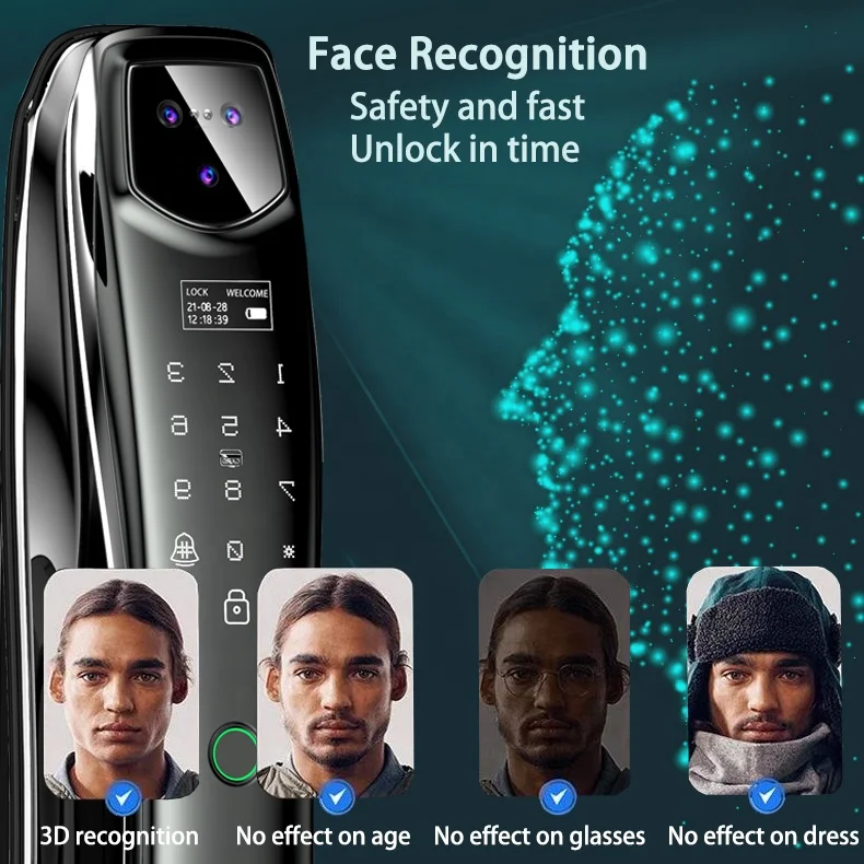 Fingerprint Electric Without Handle Lock Tuya App Smart Home Door Lock Biometric fingerprint lock for Wooden door