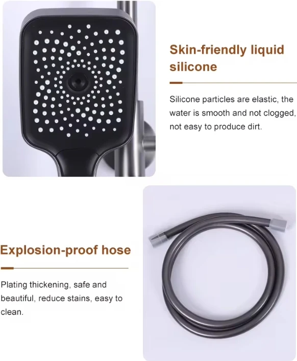 2024 Wall-mounted Black Piano Thermostatic Faucet Mixer Shower Set Digital Bathroom Brass Modern Oval Waterfall Faucet Polished