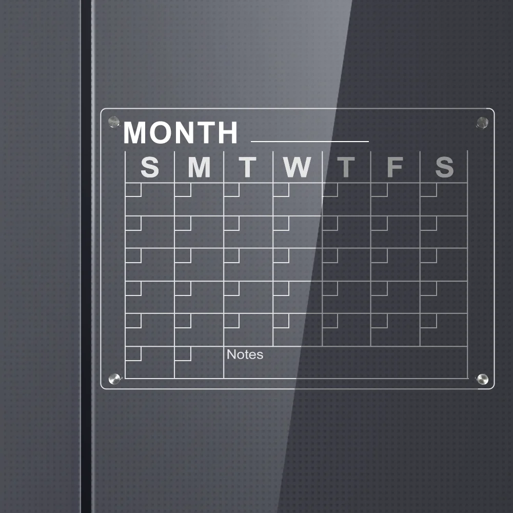 Acrylic mini sticker weekly monthly  small magnetic Dry Erase Calendar whiteboard Acrylic Calendar Dry Erase Board