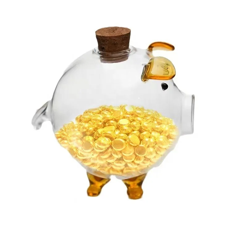 Creative Piggy pig design Clear Glass Piggy Bank glass saving jar Cute home practical saving glass jar