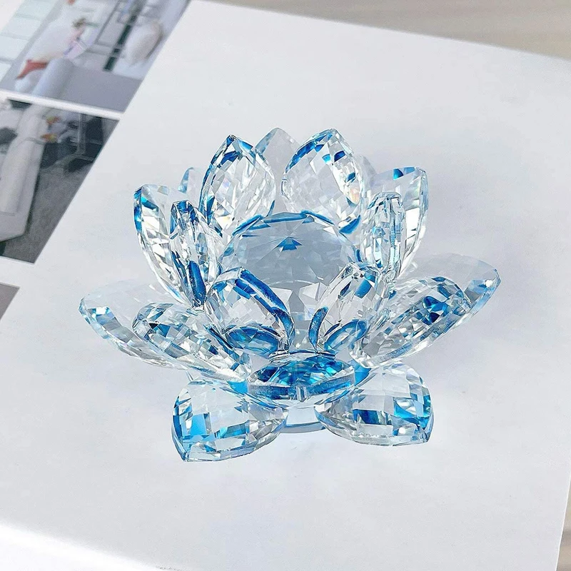 New Gifts Beautiful Crystals Crafts For Home Decoration Colorful Crystal Lotus Flower Candle Holder