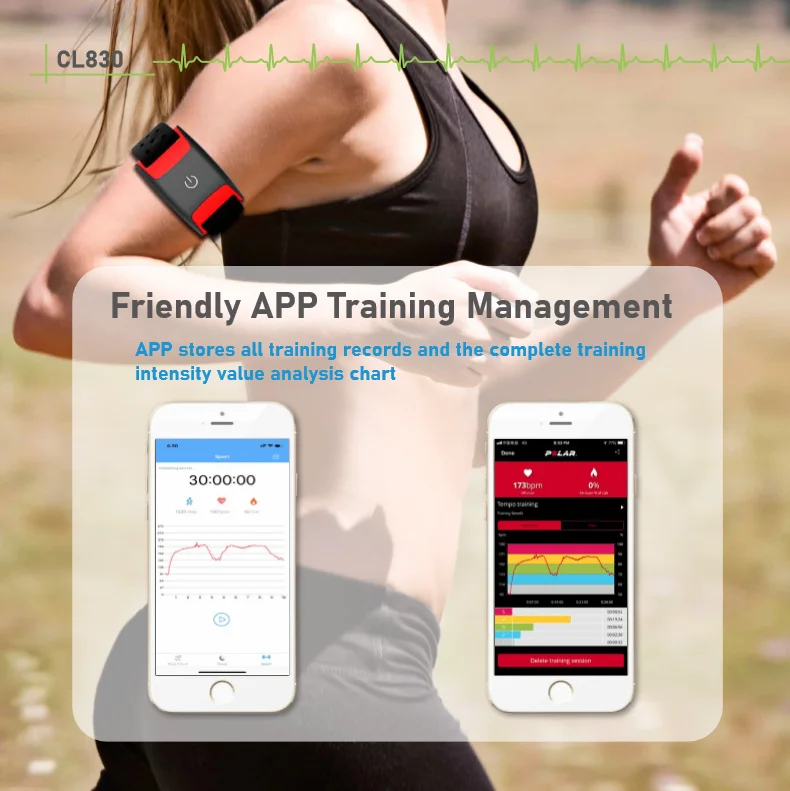 Chileaf CL830 Armband Heart Rate Monitor With Ble 5.0 Ant+ Heart Rate Sensor With IP67 Heart Rate Monitor Strap